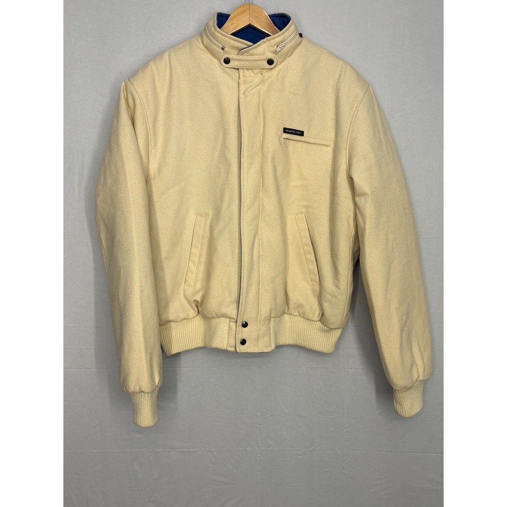 Members Only Classic Iconic Racer Bomber Jacket Mens Butter Yellow Pockets 46